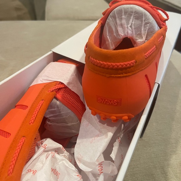 Swims Braided Lace Driving Loafer Orange Size 8 - Picture 4 of 6